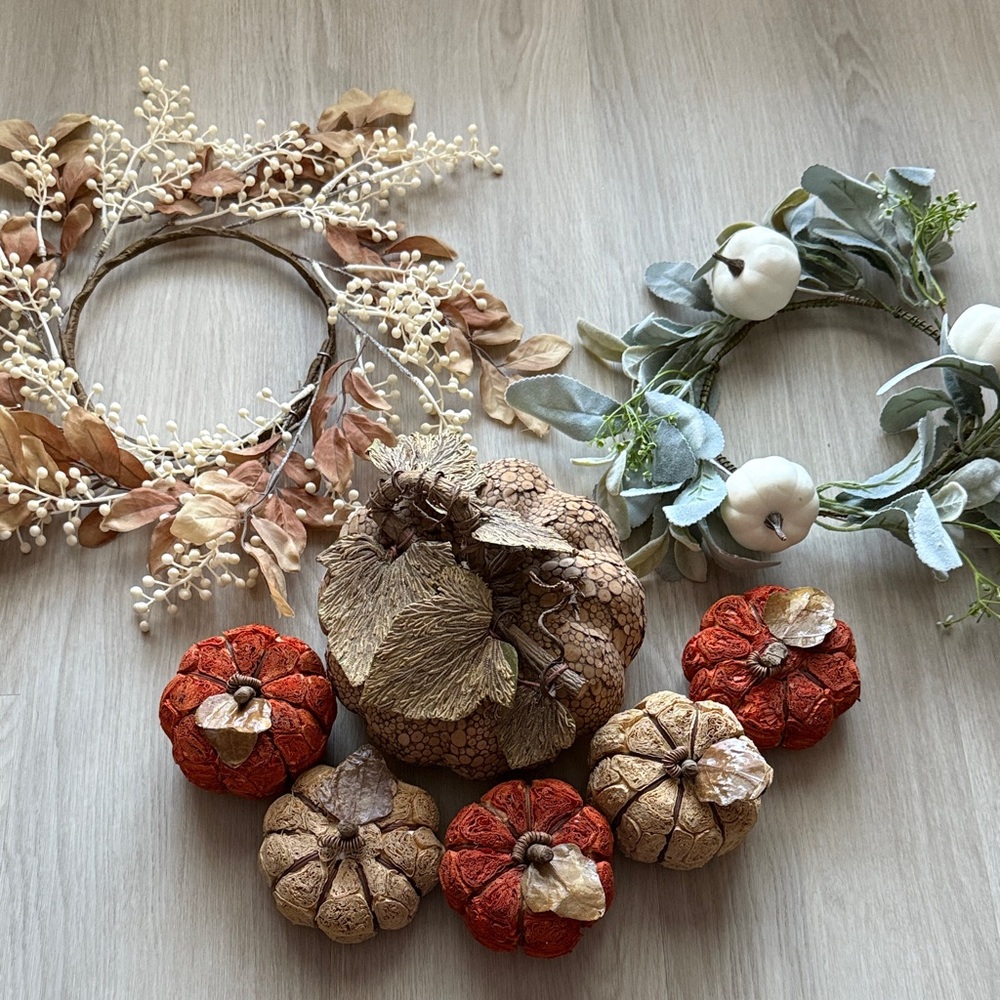 Autumn Harvest Pumpkin and Wreath Set